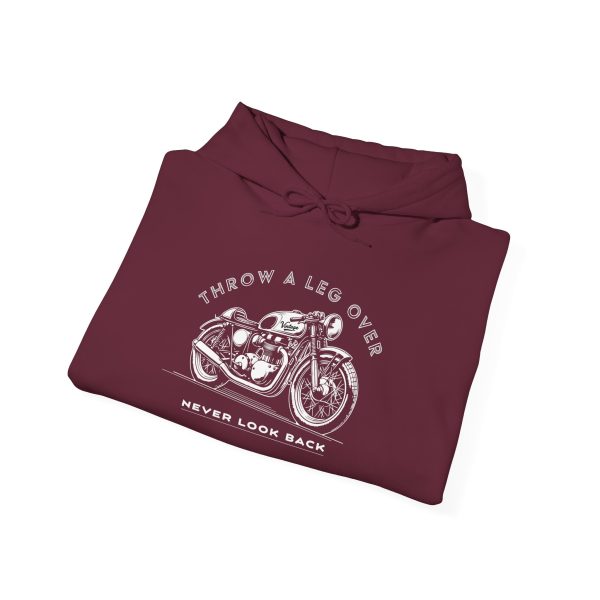 Motorcycle-Throw a Leg Over -- Never Look Back. Unisex Heavy Blend™ Hooded Sweatshirt - Image 8
