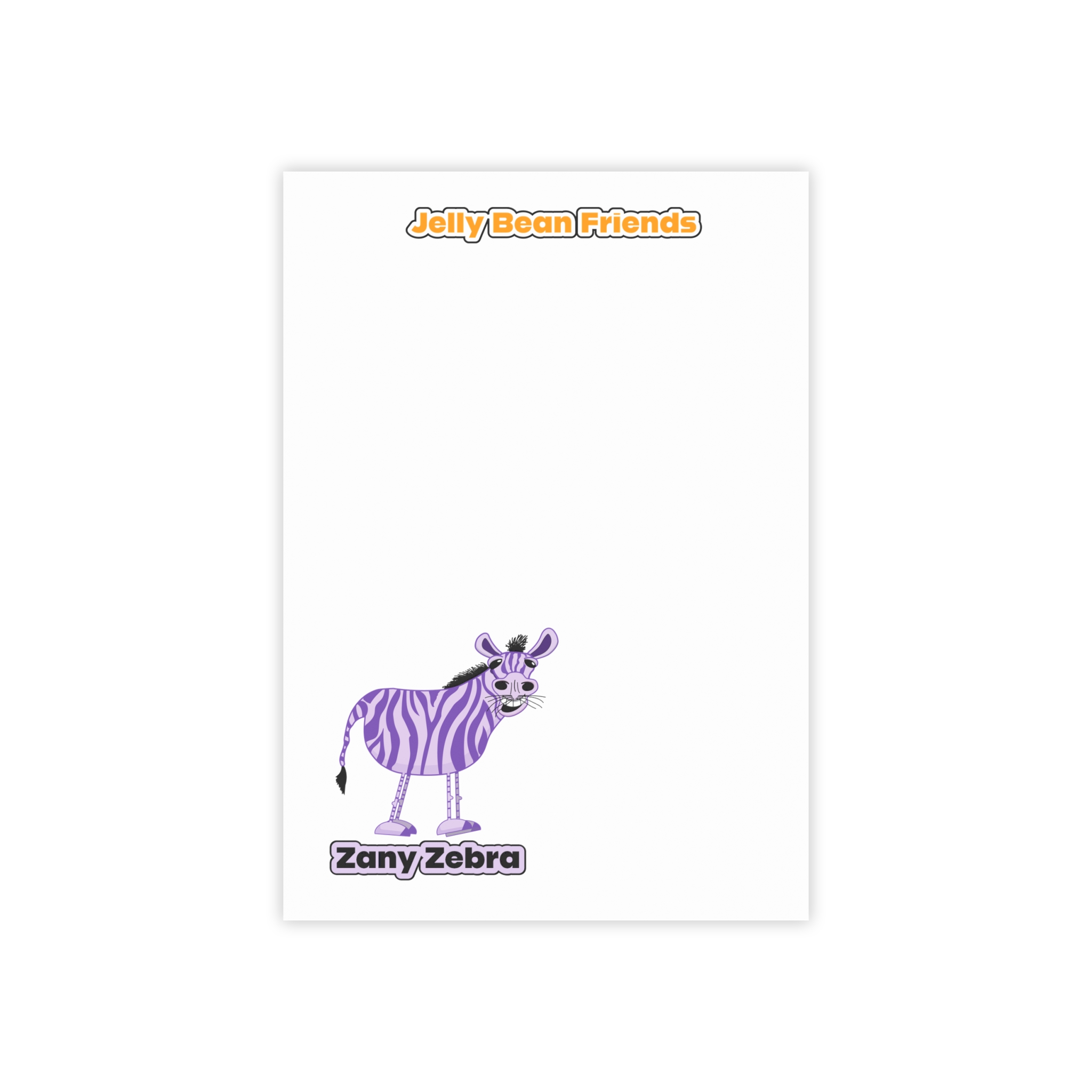 Happy Notes - 4" x 6" - Bring a smile to your student's lunch time with Zany Zebra from the Jelly Bean Friends