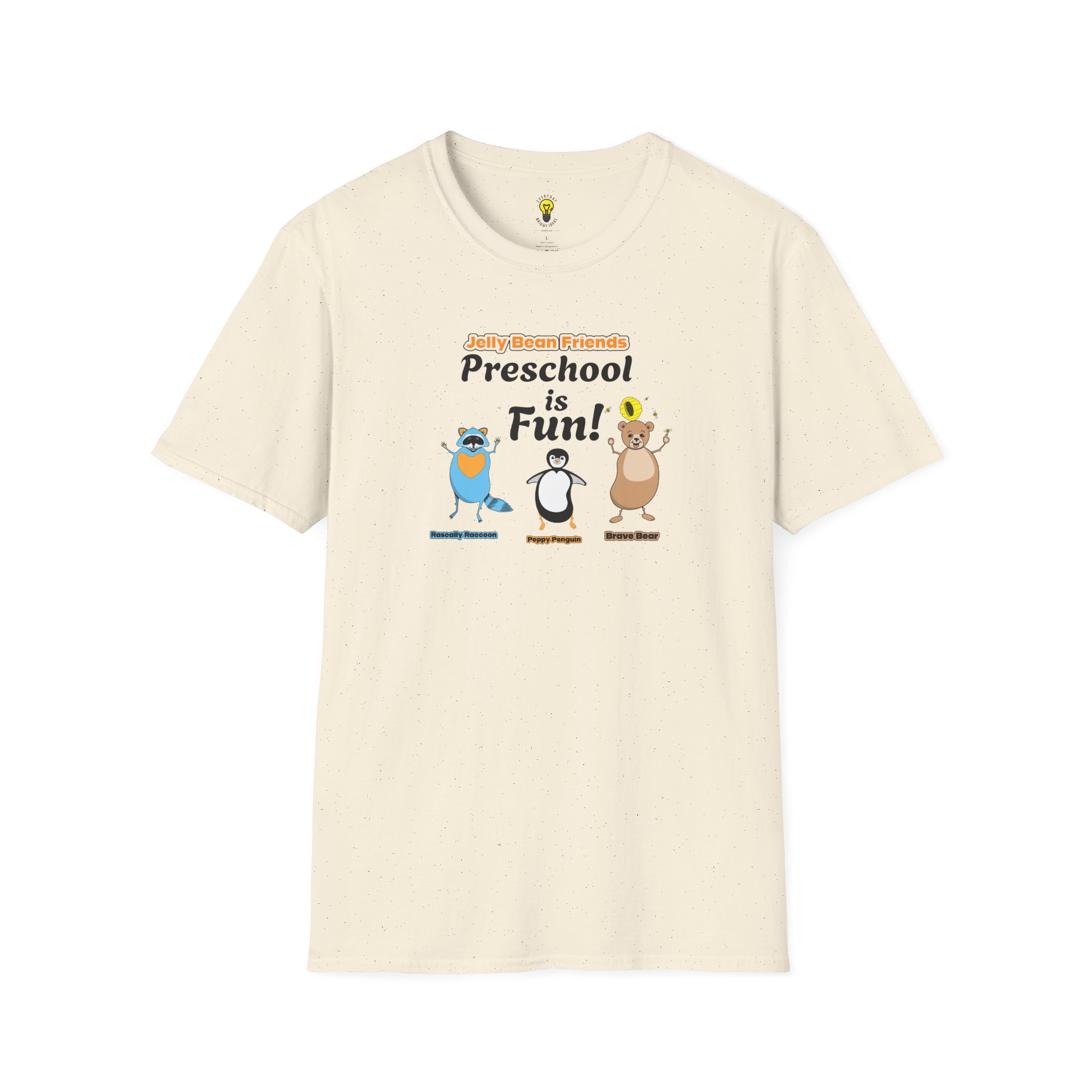 Preschool is Fun! Jelly Bean Friends - Rascally Raccoon, Peppy Penguin & Brave Bear - Unisex Softstyle T-Shirt - Image 28