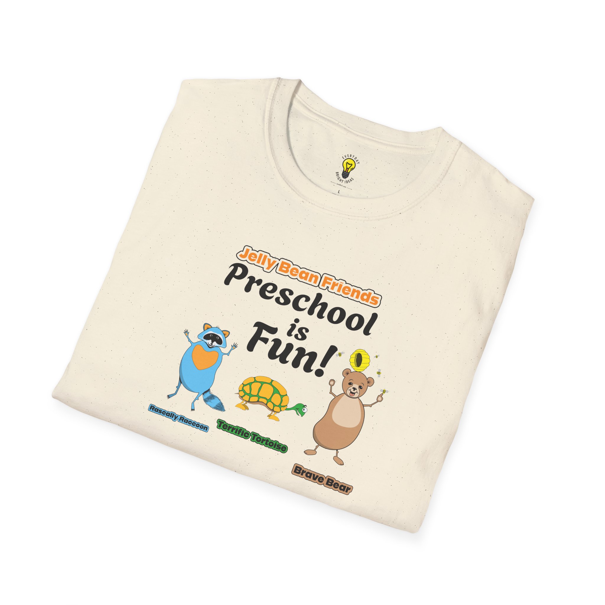 Preschool is Fun! Jelly Bean Friends - Rascally Raccoon, Terrific Tortoise & Brave Bear - Unisex Softstyle T-Shirt - Image 31