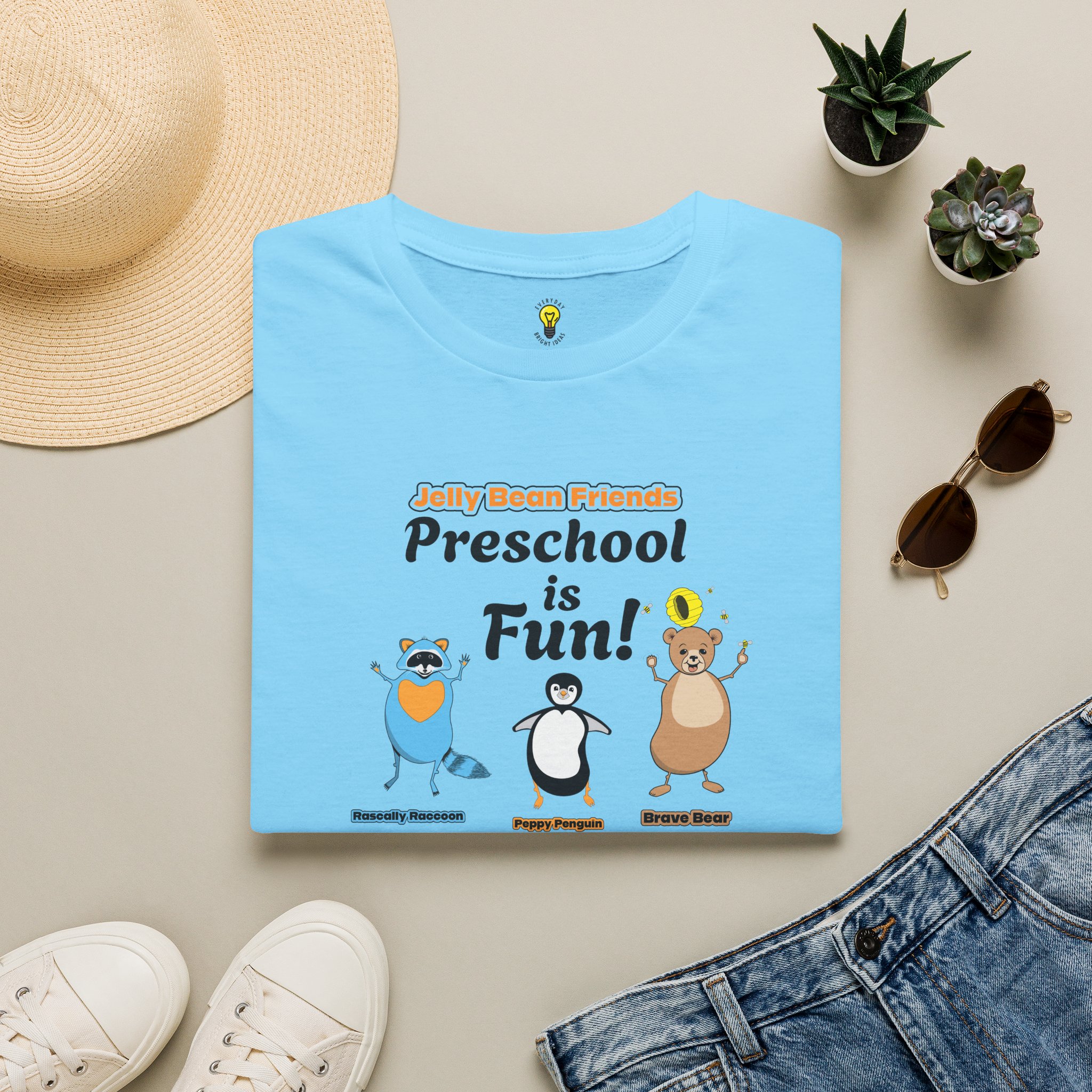 Preschool is Fun! Jelly Bean Friends - Rascally Raccoon, Peppy Penguin & Brave Bear - Unisex Softstyle T-Shirt - Image 59