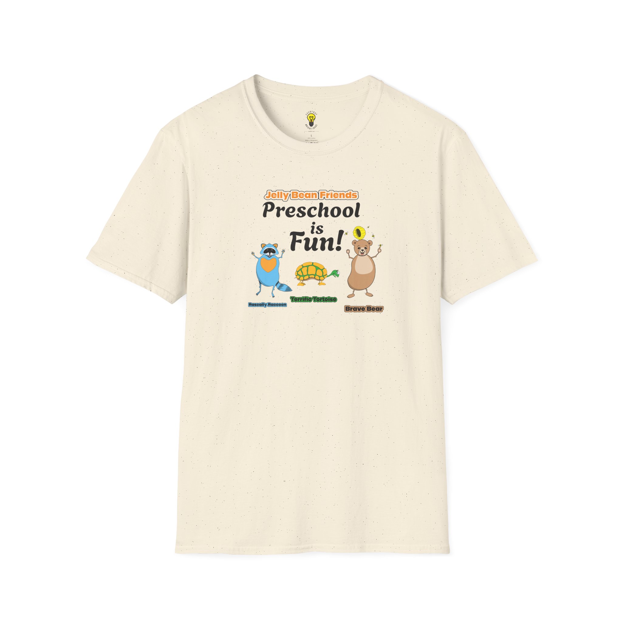 Preschool is Fun! Jelly Bean Friends - Rascally Raccoon, Terrific Tortoise & Brave Bear - Unisex Softstyle T-Shirt - Image 28