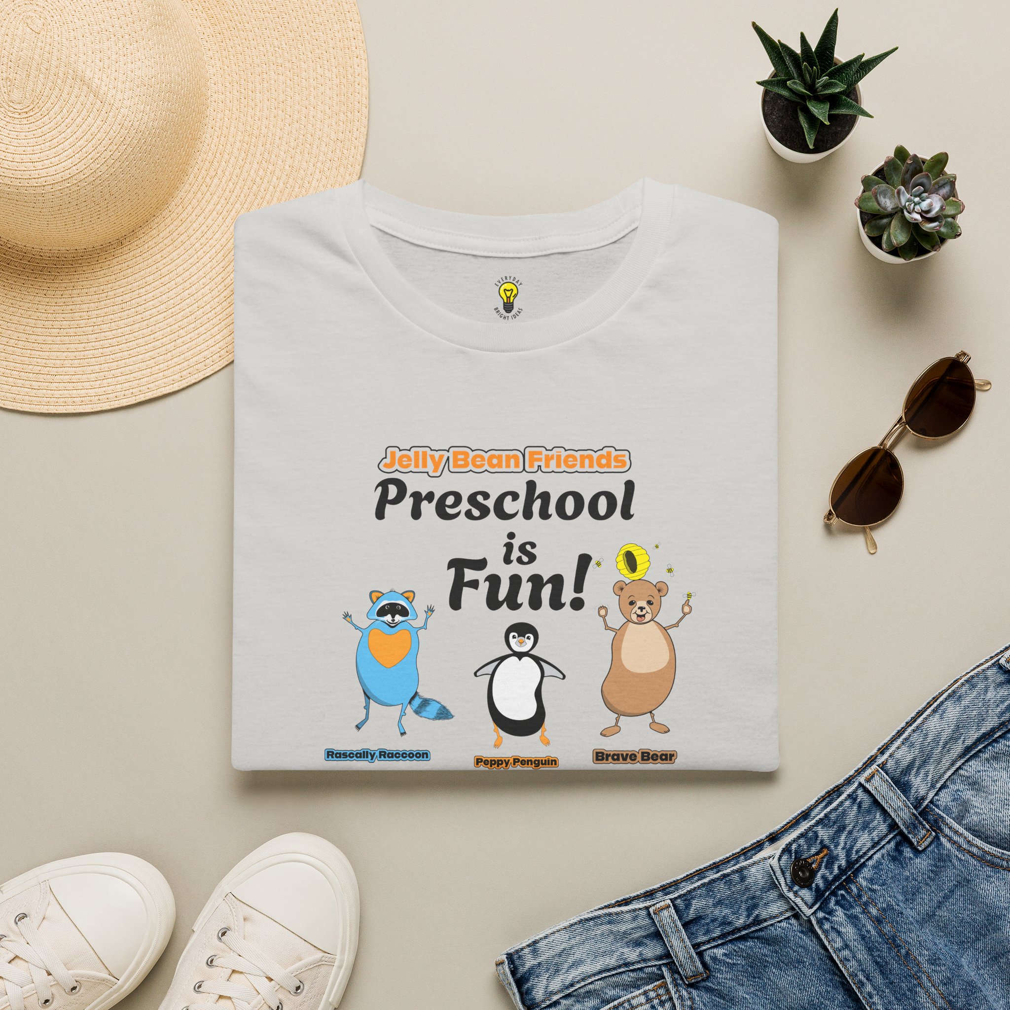 Preschool is Fun! Jelly Bean Friends - Rascally Raccoon, Peppy Penguin & Brave Bear - Unisex Softstyle T-Shirt - Image 23