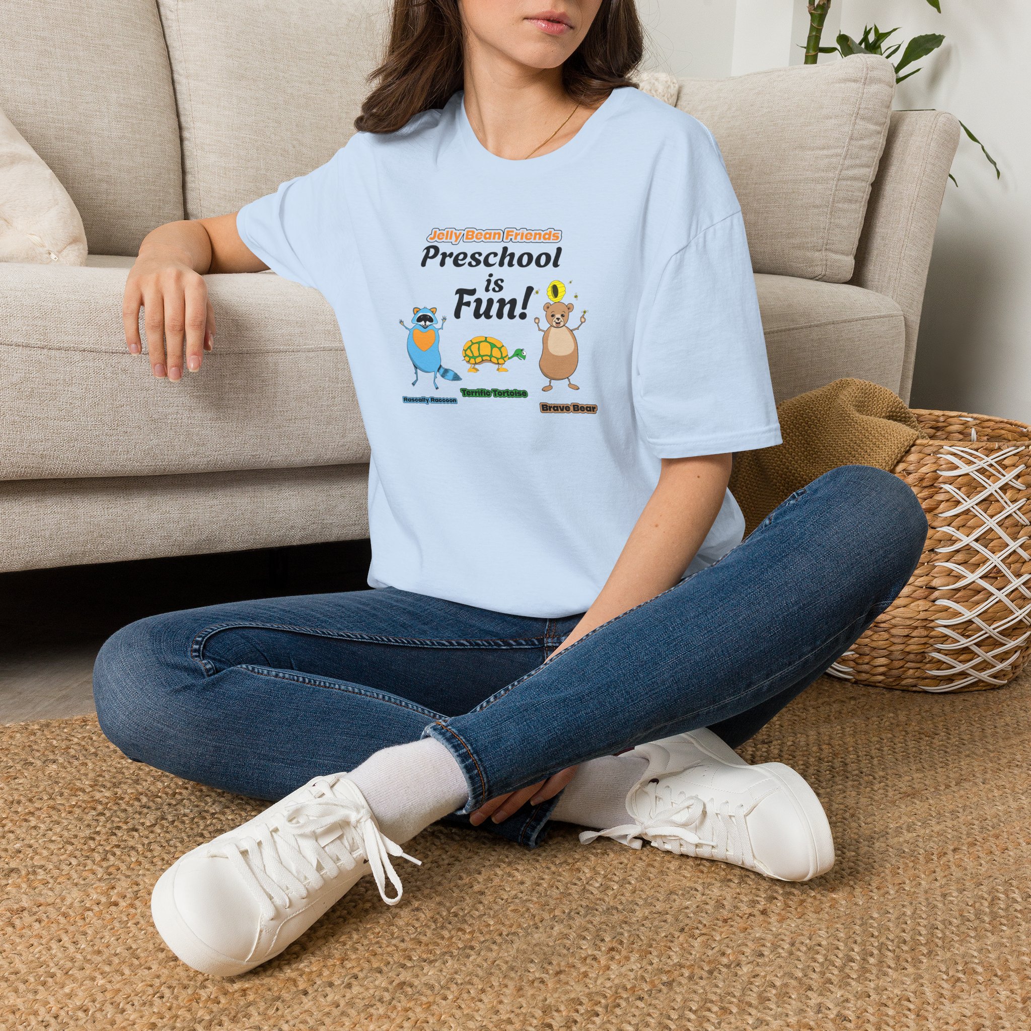 Preschool is Fun! Jelly Bean Friends - Rascally Raccoon, Terrific Tortoise & Brave Bear - Unisex Softstyle T-Shirt - Image 69
