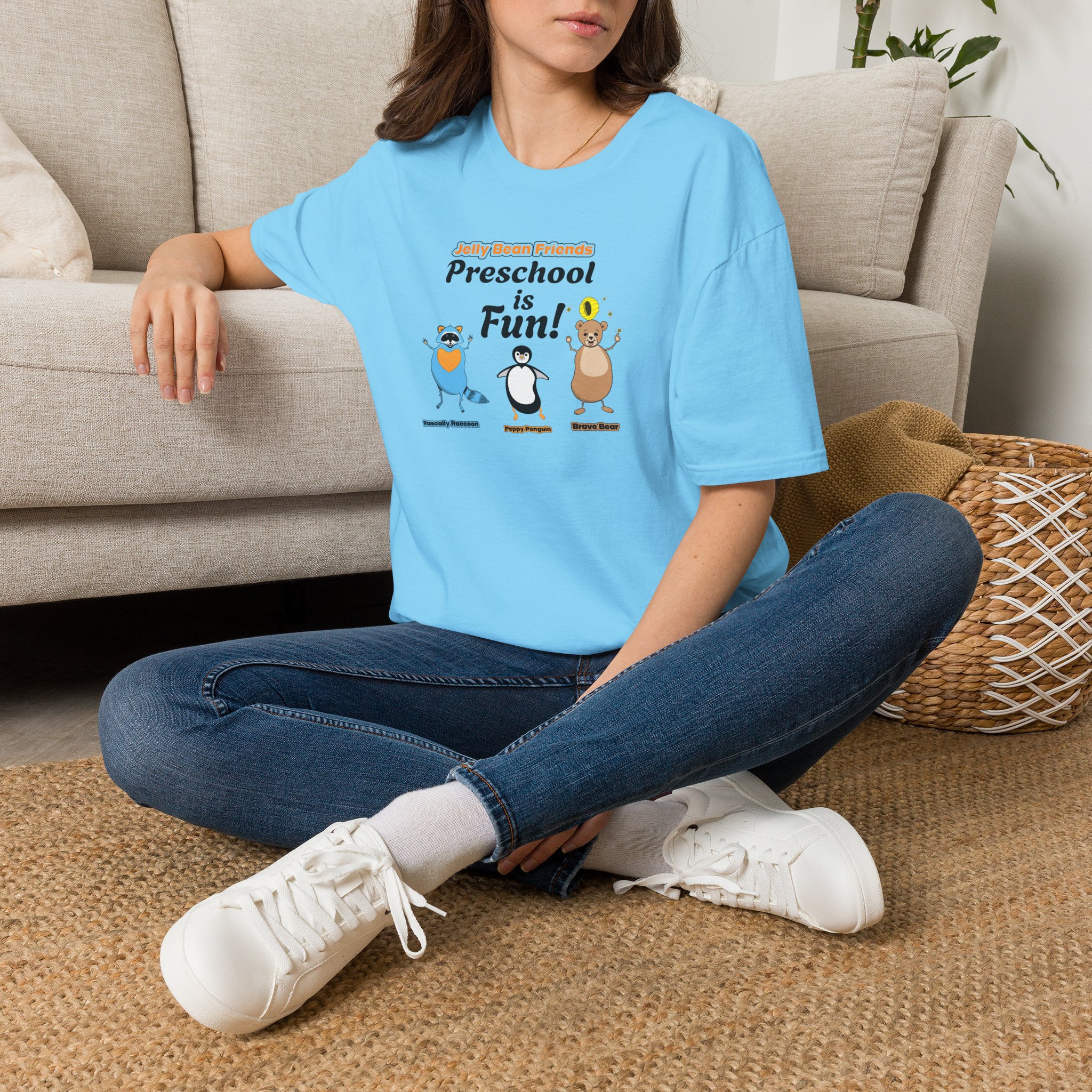 Preschool is Fun! Jelly Bean Friends - Rascally Raccoon, Peppy Penguin & Brave Bear - Unisex Softstyle T-Shirt - Image 60