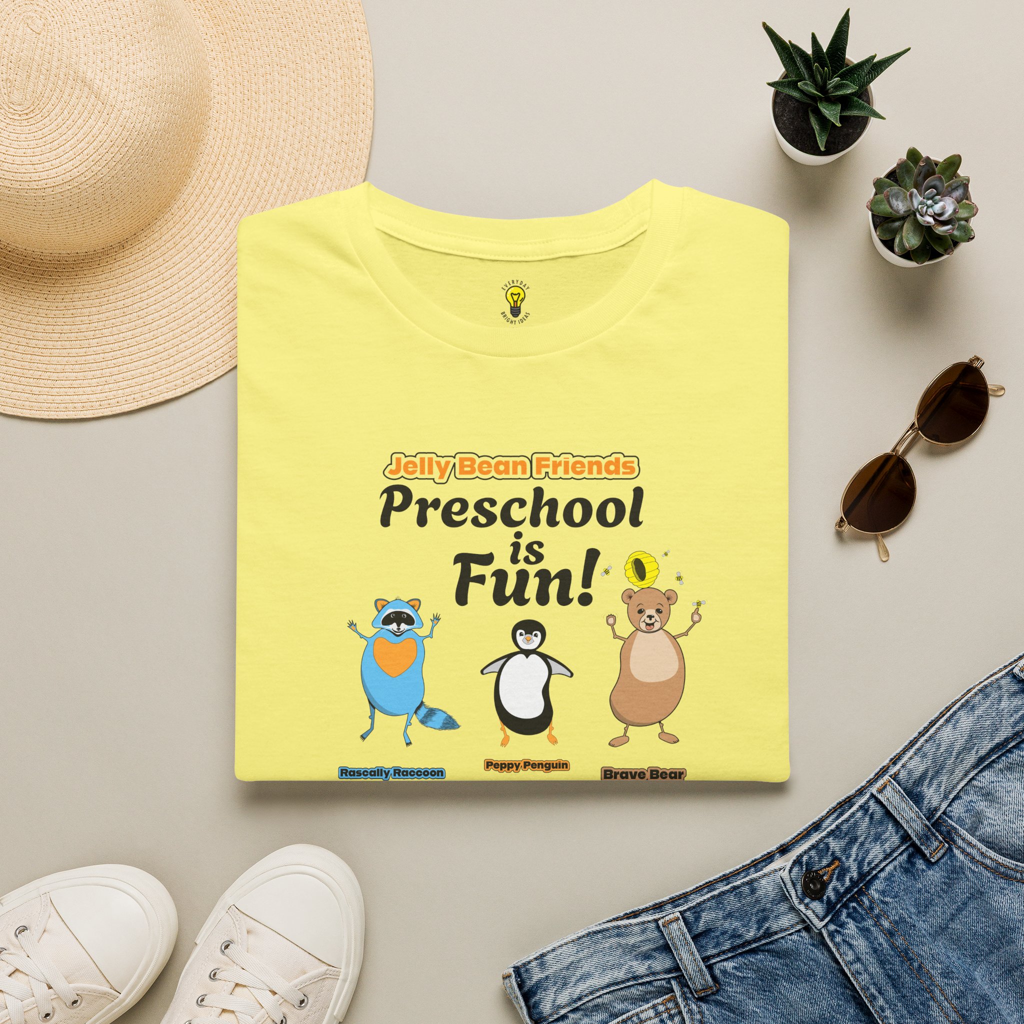 Preschool is Fun! Jelly Bean Friends - Rascally Raccoon, Peppy Penguin & Brave Bear - Unisex Softstyle T-Shirt - Image 41