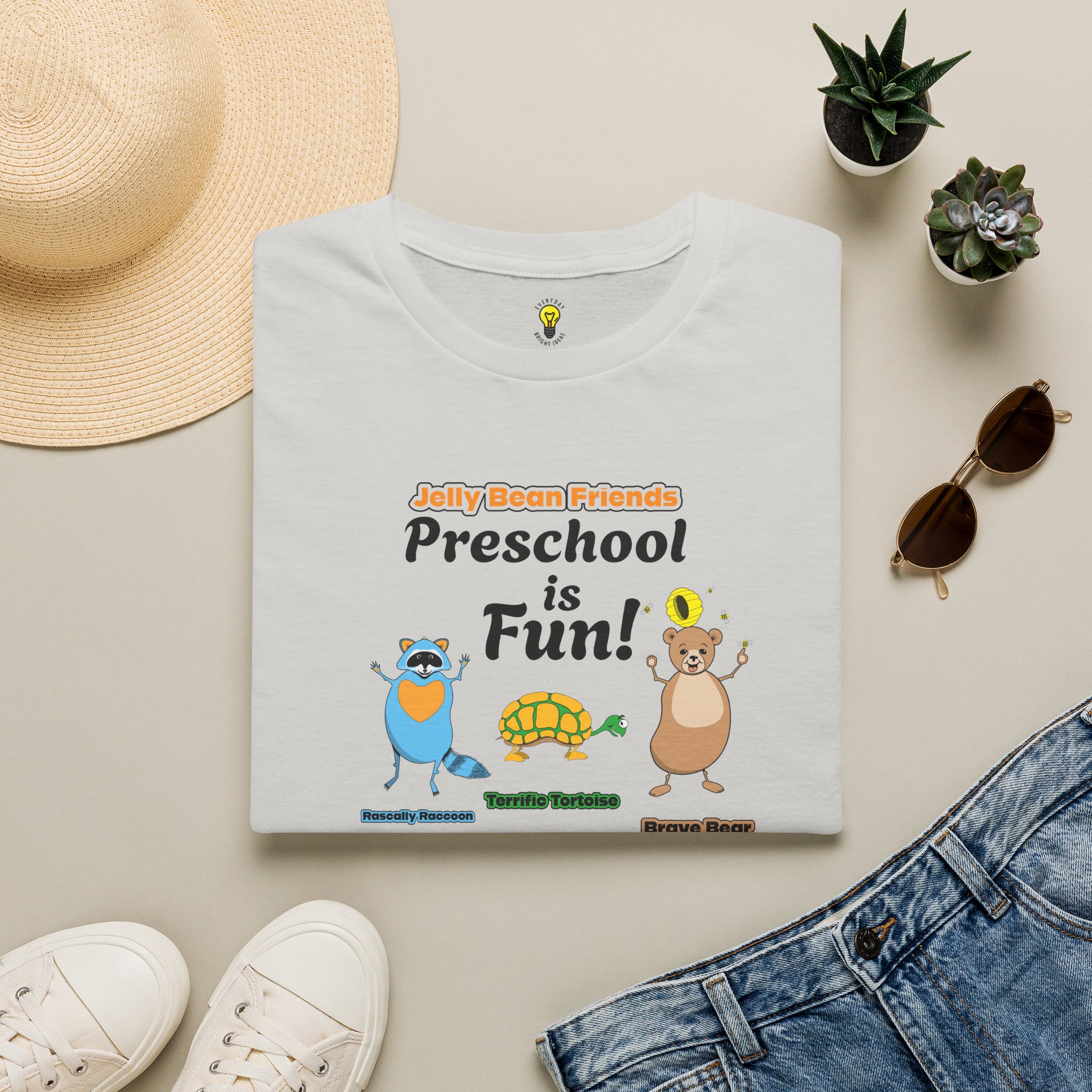 Preschool is Fun! Jelly Bean Friends - Rascally Raccoon, Terrific Tortoise & Brave Bear - Unisex Softstyle T-Shirt - Image 23