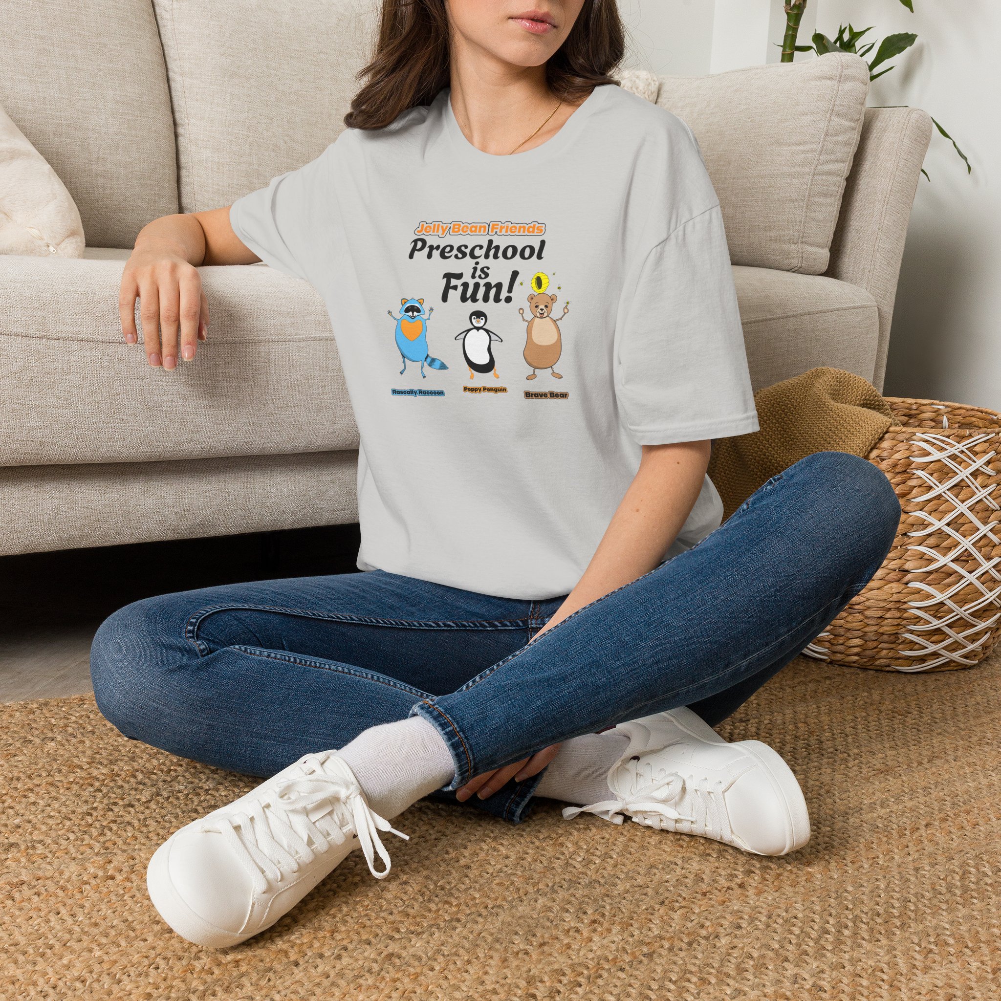 Preschool is Fun! Jelly Bean Friends - Rascally Raccoon, Peppy Penguin & Brave Bear - Unisex Softstyle T-Shirt - Image 24