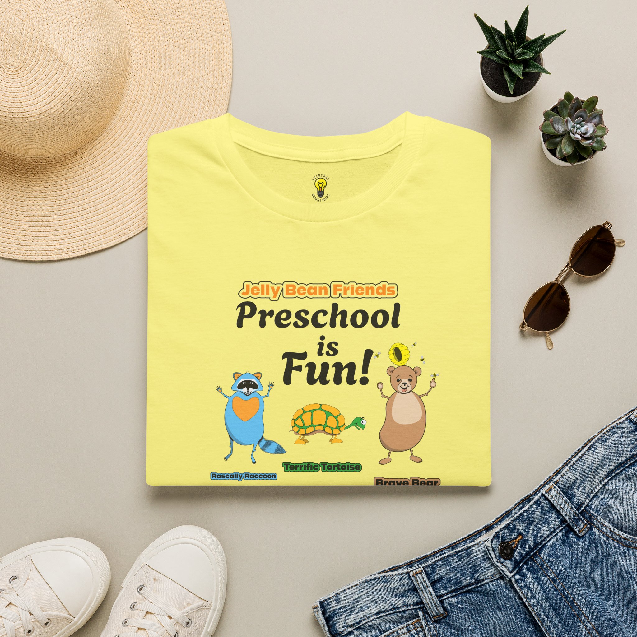 Preschool is Fun! Jelly Bean Friends - Rascally Raccoon, Terrific Tortoise & Brave Bear - Unisex Softstyle T-Shirt - Image 41